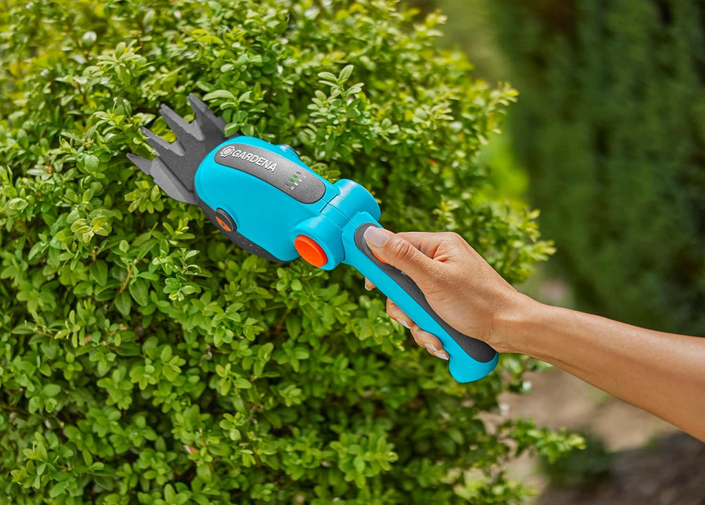 GARDENA 9858-20 Battery Grass Shears with Extension Handle and Wheels Set, Cordless, Handheld Shears, 80 Min Run time, Replaceable Quality Non Stick Blades