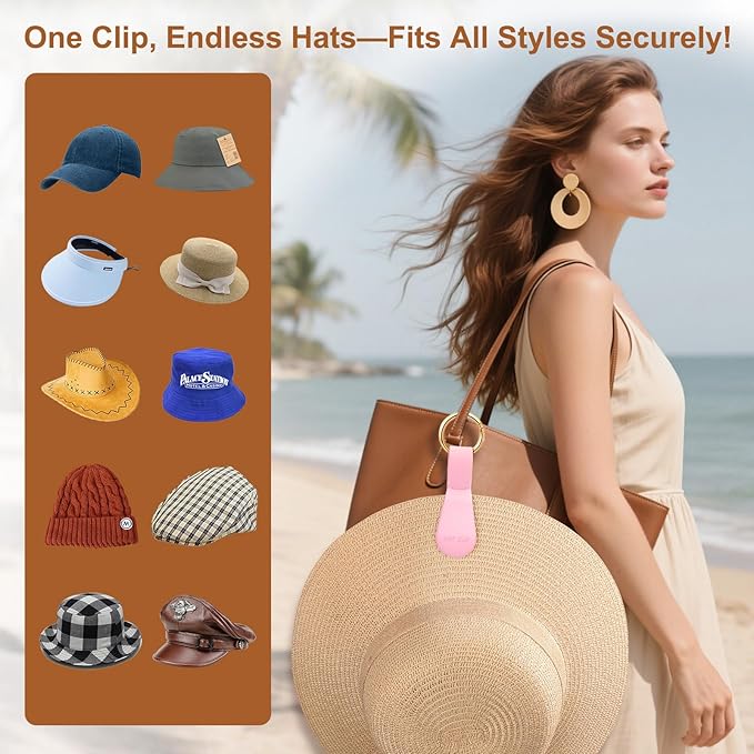 Magnetic Hat Clip 1-Pack - The Pink Hat Clip for Travel on Bag, Magnetic Hat Holder for Bag, and Secure Hat Holder for Travel on Caps & Beach Hats, Vacation Essentials