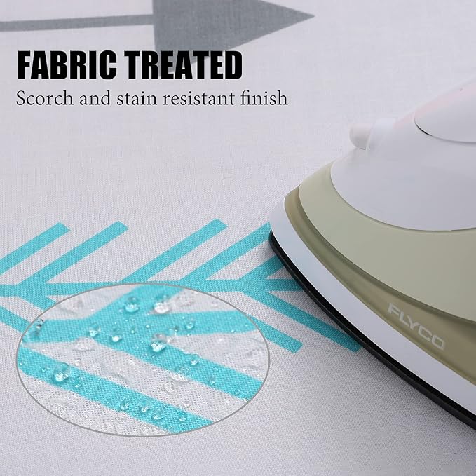 BNDX Ironing Board Cover, 15" x 54" Standard Size Thick Padding with 2" Elastic, Stain Resistant & Durable Scorch, 2 Click Buckles for Smooth Iron and Easy Installation…