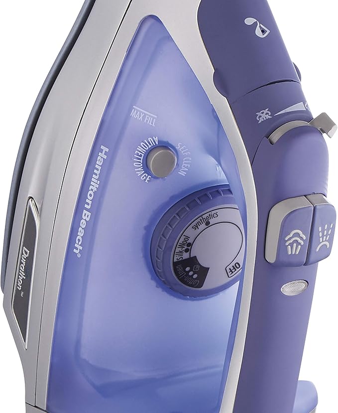 Hamilton Beach Steam Iron & Vertical Steamer for Clothes with Scratch-Resistant Durathon Soleplate,8' Retractable Cord,3-Way Auto Shutoff,Anti-Drip,1500 Watts,Blue,(Pack of 2)