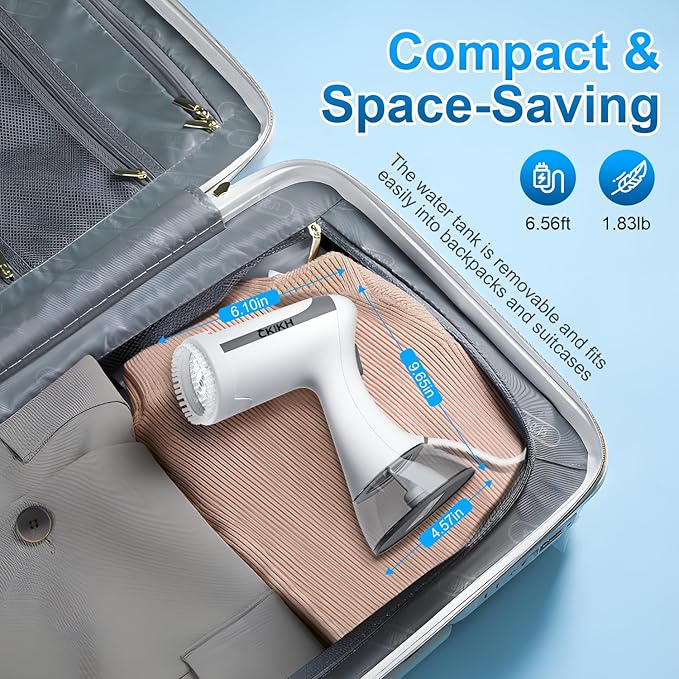 Steamer for Clothes, Portable Clothes Steamer for Fabric Wrinkles Remover, 2000W Handheld Steamer with 280ml Tank, 20-Second Fast Heat-up, Convenient Clothes Steamer for Home, Office and Travel