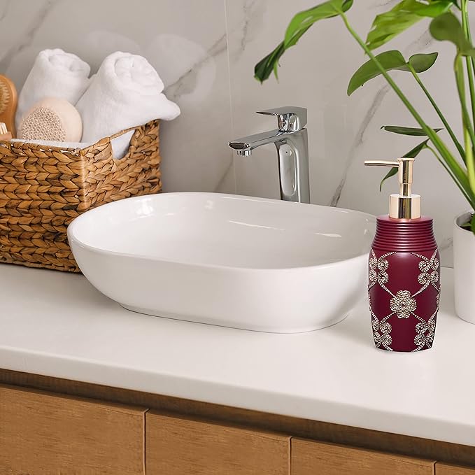 Zahari Home Elegant Rose Stylish Soap Dispenser Set - Modern Print Design for Kitchen and Bathroom - Lotion Pump, Dish Soap, Hand Sanitizer, Hand Soap - Cute and Practical