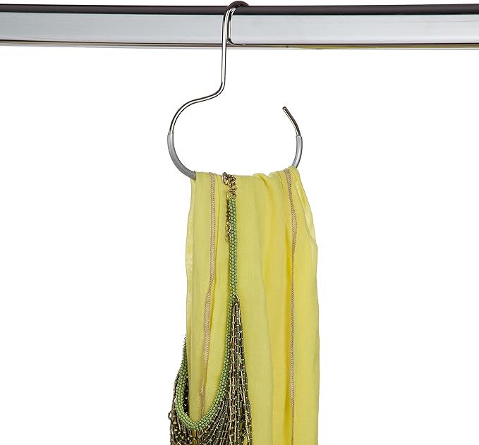 Mawa Scarf, Shawl, Belt, and Accessory Organizer, Non-Toxic Metal Hanger with Grip Coating, Easy Access Open Hook, Model G-1 Space Saving Design, Set of 5, Red