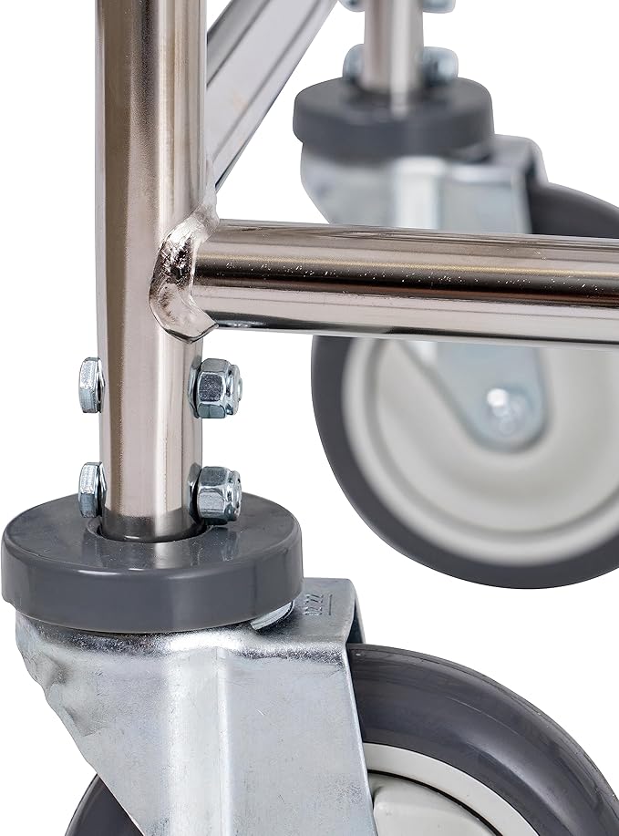 R&B Wire® 100E Heavy Duty Wire Laundry Cart | 2.5 Bushel | Steel Frame with Chrome Finish | Commercial Laundry Basket | Industrial Bumper | 5" Clean Wheel System™ Casters