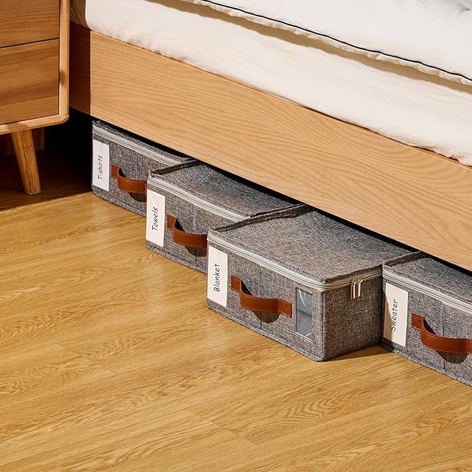 8pack Bed Sheet Organizer, Foldable Linen Closet Organizers and Storage with Sealed Design, Queen & King Size Sheet Storage with Window, Closet Organizer for Bedsheets/Blankets/Clothes, Linen