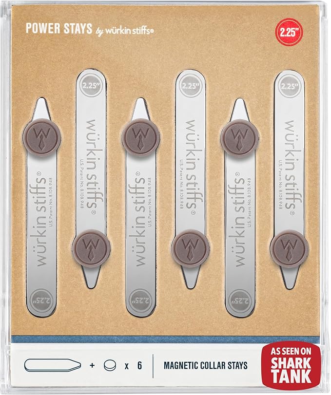 Würkin Stiffs Power Stays Magnetic Collar Stays|Power Stays with Storage Case | Metal Shirt Collar Stays for Men Clothing