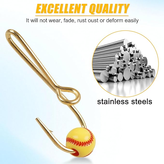 Fishing Hook Hat Pins & Clips - 12PCS Gold/Black Fish Hook Hat Tie Clips for Outdoor