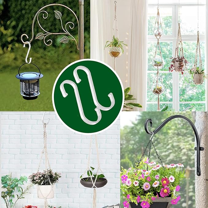GAViA 20 Pack S Hooks - White Heavy Duty S Shaped Hangers - Pan Pot Holder Rack for Hanging Pans Pots Cups Clothes Bags Towels Plants - Kitchen Bathroom Garden Office
