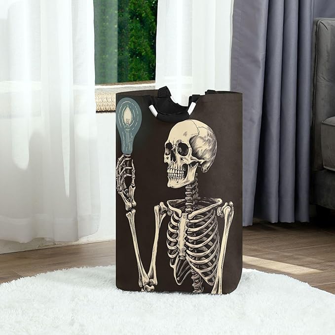 xigua Skeleton Large Laundry Hamper with Handle, Foldable Clothes Hamper Collapsible Storage Basket for Toys and Clothes Organization in Bedroom, Bathroom, and Laundry Room