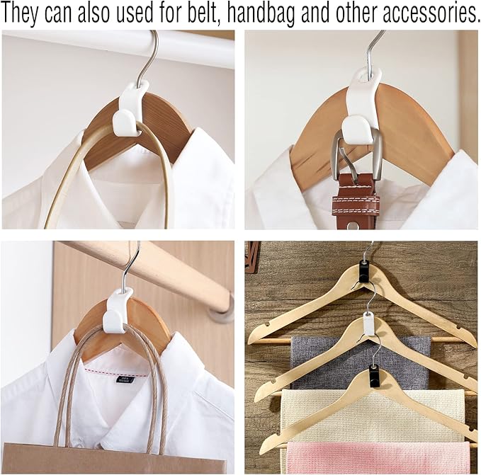 200 Pcs Clothes Hanger Connector Hooks,Heavy Duty Plastic Cascading Hanger Hooks Extender Clips,Wardrobe Clothing Hangers Connection Hooks for Organizer Closet Space Savers Hangers, White