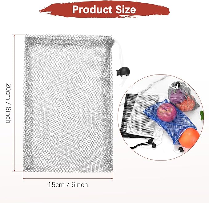 6 x 8 in Small Mesh Laundry Bags with Drawstring [6PCS] - Durable Mesh Bags with Cord Lock for Laundry & Soap &Small Balls - [Gray]