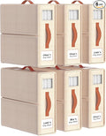 6 Pack Bed Sheet Organizers and Storage(King &Queen Size) with an Elastic Strap, Foldable Closet Linen Sheet Storage Container, Sheet Set Box for Blanket, Duvet Cover and Pillowcase, Beige