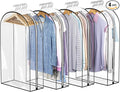 Clear Garment Bags for Hanging Clothes 10” Gusseted, Suit Bags for Closet Storage, Hanging Plastic Clothes Cover for Coat, Dress, Fur, Shirt, 4 Pack, 40” Long