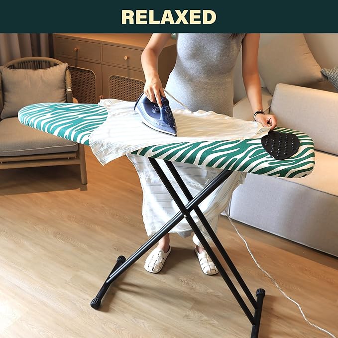 caius Ironing Board Full Size, Iron Board with Extra Thick Padded Cover, Height Adjustable, Easy to Fold, Full Metal Construction