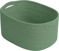 Cotton Rope Storage Basket, 15x10x9 Inches, Woven Basket for Shelves, Clothes, Towels, Books, and Laundry, Green (1 Pack)