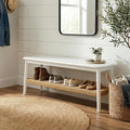 Alaterre Furniture Calais Entryway Bench with Storage Shelf - 48 Inch 2-Tier Storage Bench for Bedroom, Dining Room, Living Room, or Entryway - Wooden Entryway Furniture (White)