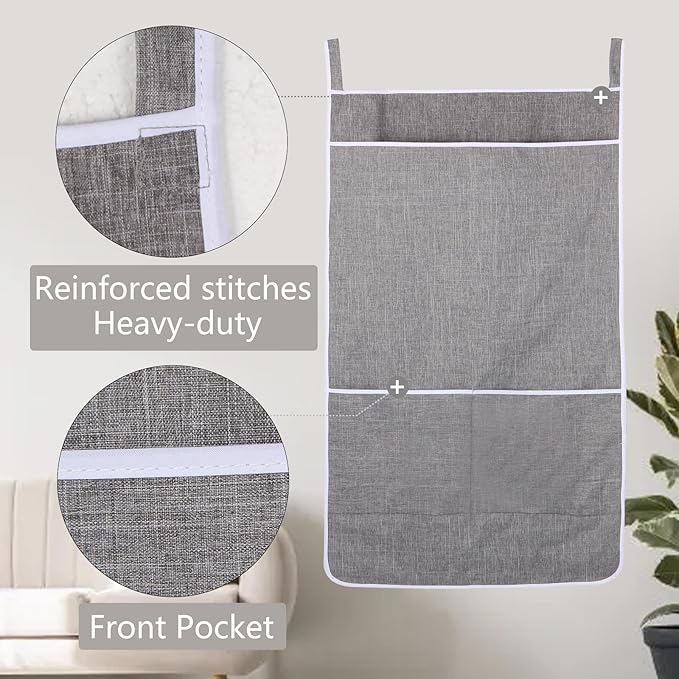 XL Hanging Laundry Hamper Bag, Door Hanging Hamper with Front Pocket Dirty Clothes Hanging Laundry Bag Large Size 36X22 inch, Over Door Hamper