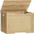 usikey 29.5” Storage Chest, Storage Bench with Storage, Toy Box with 2 Safety Hinges, Toy Chest for Bedroom, Shoe Bench, Supports 220 lb, for Living Room, Entryway, Natural