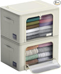 Sorbus Storage Bins with Metal Frame - Stackable & Foldable Clothes Organizer Bags - Oxford Fabric Storage Containers with Large Clear Window & Carry Handles Organization for Bedding Linen & Clothing