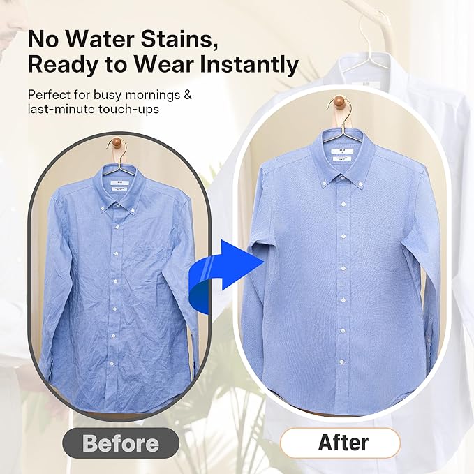 Vacuum Steamer for Clothes, GKJ Handheld Clothes Steamer, 2300Pa Suction Portable Travel Fabric and Garment Steamer, 2-in-1 Steamer & Iron, 118ml Water Tank (for 110-120V)