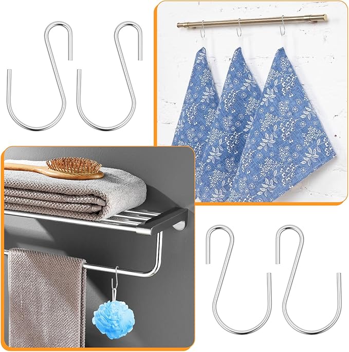 60 Pcs S Hooks for Hanging, 1 Inch Metal Hanging Hook S Shaped Metal Hook, Hanger Connector Hooks Ornament for Hang Jewelry Small Kitchenware Potted Plants(Silver)