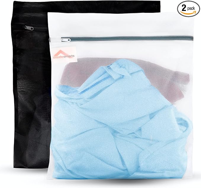 Set of 2 Jumbo Wash Bags for Delicate Clothing (1 White, 1 Black) By InsideSmarts