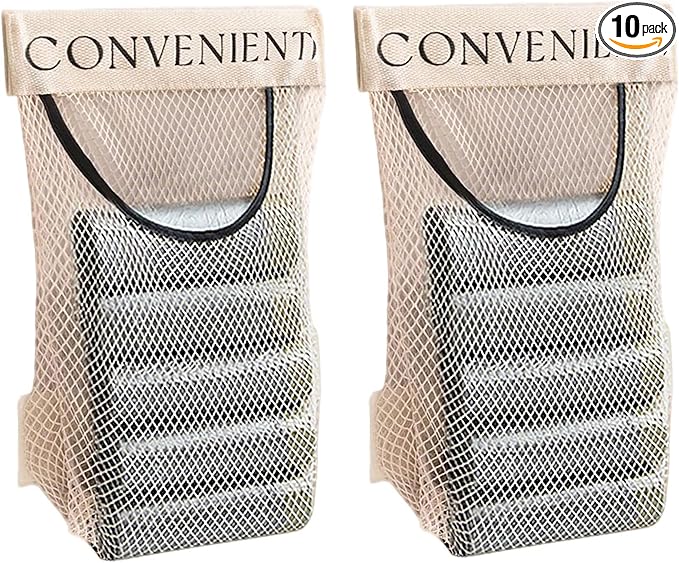Stickable Storage Bag, 10 Pcs 11.5 In x 9.5 In Hanging Mesh Bags for Kitchen, Bathroom Garbage and Cloth Storage (10)