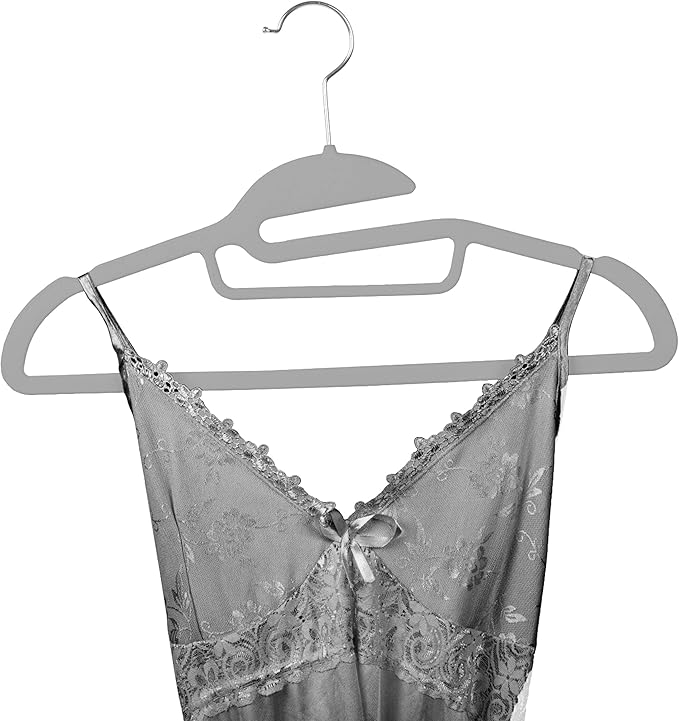 Simplify 24 Pack Ultimate Hanger | Great for Accessories | Organizing Belts | Scares | Ties | Non Slip | Closet Organization | Grey