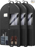 Garment Bag Travel Suit Storage: 43 Inch 3 Packs Fabric Breathable Zippered - Clothes Covers Carry Shoe Pockets Lightweight - Men Travel Wardrobe Protector Hanging Up Multiple