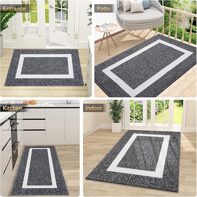 OLANLY Indoor Door Mat, 71x47, Non-Slip Absorbent Resist Dirt Entrance Mat, Washable Low-Profile Inside Entry Doormats for Entryway, Black