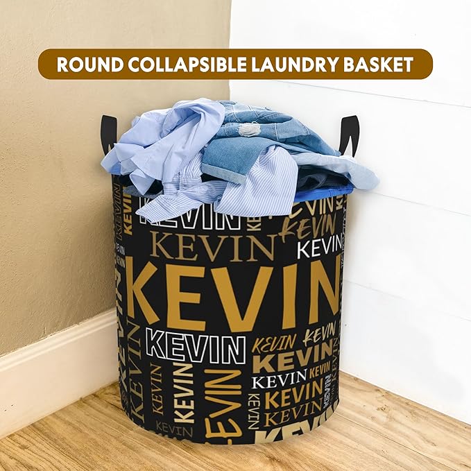 Custom Name Laundry Hamper, Personalized Dirty Clothes Hamper with Name for Bathroom Bedrooms Clothes Storage Organizer, Personalized Gifts for Boys Girls Men Women