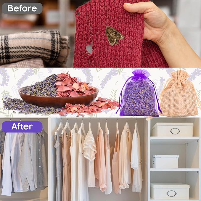 36 Pack Lavender Sachet Bags & Cedar Chips Set - Premium Cedar and Lavendar Home Fragrance Sachets, No Added Flavor & Coloring, Lavender Sachets for Drawers, Closets, Storage