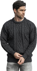 Aran Crafts Basket Stitch Crew Neck Sweater (100% Wool)
