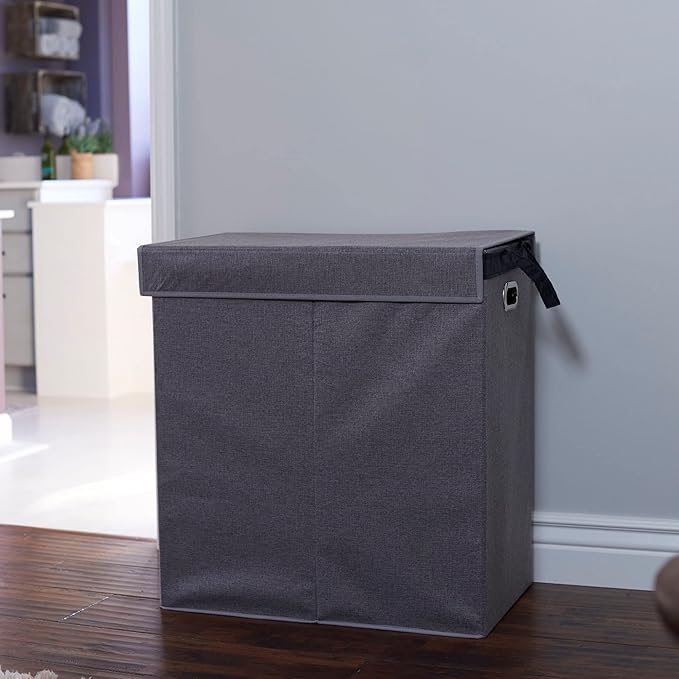 Household Essentials Collapsible Laundry Sorter with Lid, Gray