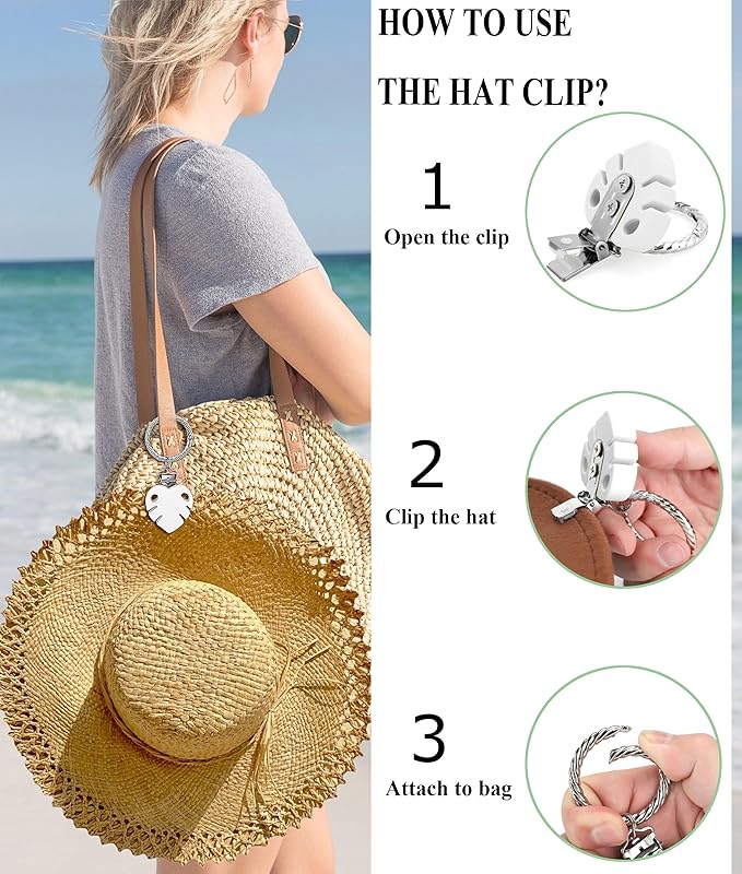 Hat Clip - Hat Holder for Travel on Bag - Silicone Hands Free Hat Clip for Purse Luggage - Protect Hat from Falling