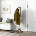 Lexicon Sturdy Solid Wood Coat Rack Stand with 10 Hanging Hooks for Hats,Scarves, Handbags, 3-Tier Wooden Coat Rack Freestanding Tree Used in Bedroom, Entryway, Hallway, Office, Dark Brown