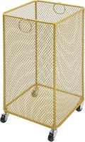 Wire Metal Rolling Laundry Basket On Wheels,Mesh Wire Laundry Basket Storage Cart for Bathroom Bedroom Dirty Clothes Storage (A)