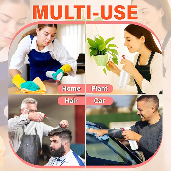 DIYSELF 16oz Spray Bottle 8 Pack, Heavy Duty Plastic Spray Bottles for Plants, Refillable Spray Bottles for Cats and Cleaning Solutions, Chemical Resistant Spray Bottle with Trigger Sprayers