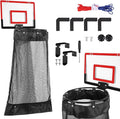 Over the Door Basketball Laundry Hamper, Hanging Laundry Basket with Basketball Hoop, Basketballs Laundry Hamper with Zipper, Removable Basketballs Hoop Laundry for Room Bathroom (Red)
