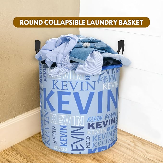 Custom Name Laundry Hamper, Personalized Dirty Clothes Hamper with Name for Bathroom Bedrooms Clothes Storage Organizer, Personalized Gifts for Boys Girls Men Women