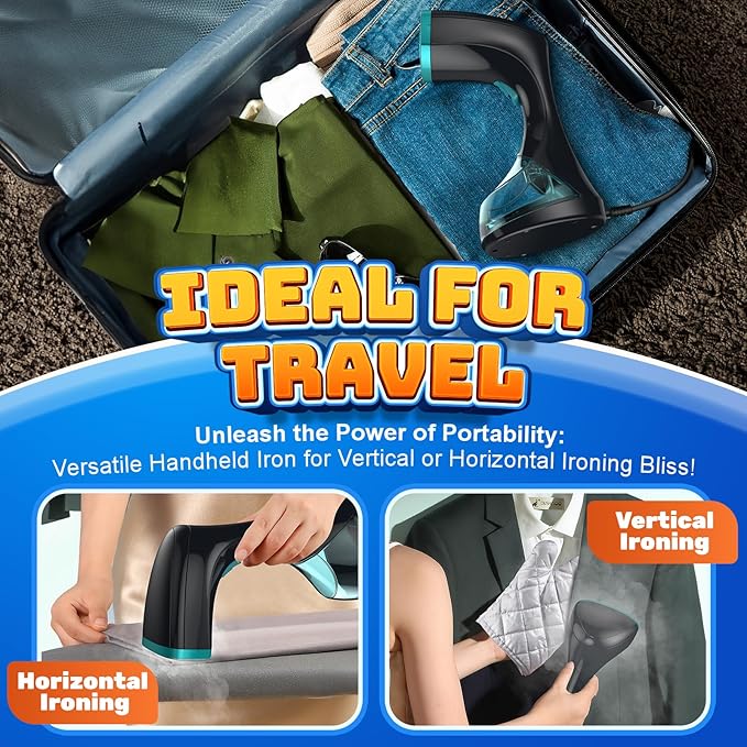15s Fast Heat-Up and 1800W Powerful Steamer for Clothes with 3 Modes and 300ml Water Tank, Portable Clothes Steamer Iron with Heat-Resistant Glove and Fabric Brush for Home, Dorm, Travel
