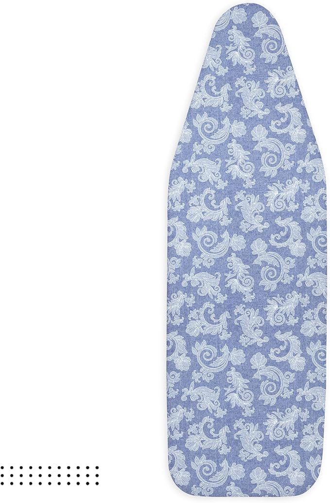 Encasa XO Ironing Board Cover with 4mm Extra Thick Felt Pad for Steam Press – Blue - (Fits Standard Boards of Medium, 42"x14") Elastic Fitting, Heat Reflective, Protective
