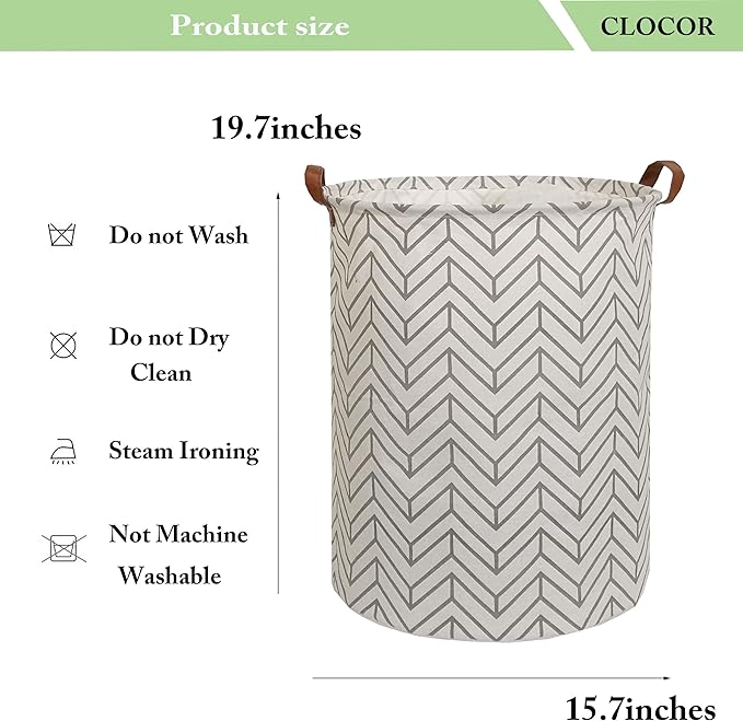 CLOCOR Large Round Storage Bin,Collapsible Storage Baskets, Dirty Laundry Hamper Baskets for Baby Boys and Girls, Office, Bedroom, Toys Nursery Kids Clothes Gift Basket (Grey geometry)