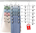 Pants Hangers-Closet Organizers and Storage-Hanging Closet Organizer-6 Tier-Skirt & Pants Hanger Space Saving-Durable Closets Organization Hanger-Skirt Hangers with Clips-4 Pack -Apartment Essentials