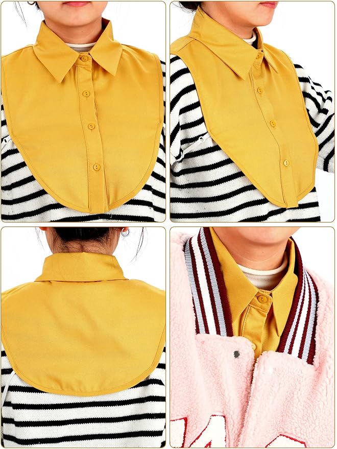 Syhood 4 Pcs Fake Collar Detachable False Dicky Collar Half Shirts Round for Women Outfits Halloween Costume Accessories