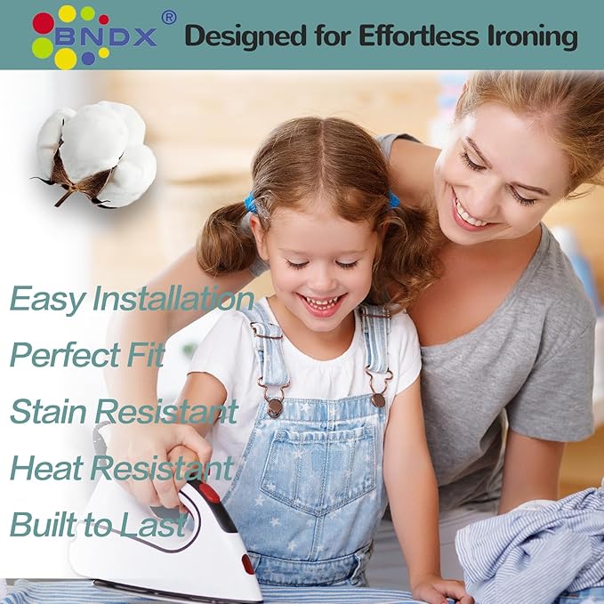 BNDX Ironing Board Cover with Padding 18" x 49" – Non-Slip, Heat-Resistant, Perfect for Busy Professionals, Working Parents, Sewing Studios – Ocean Breeze Stripes