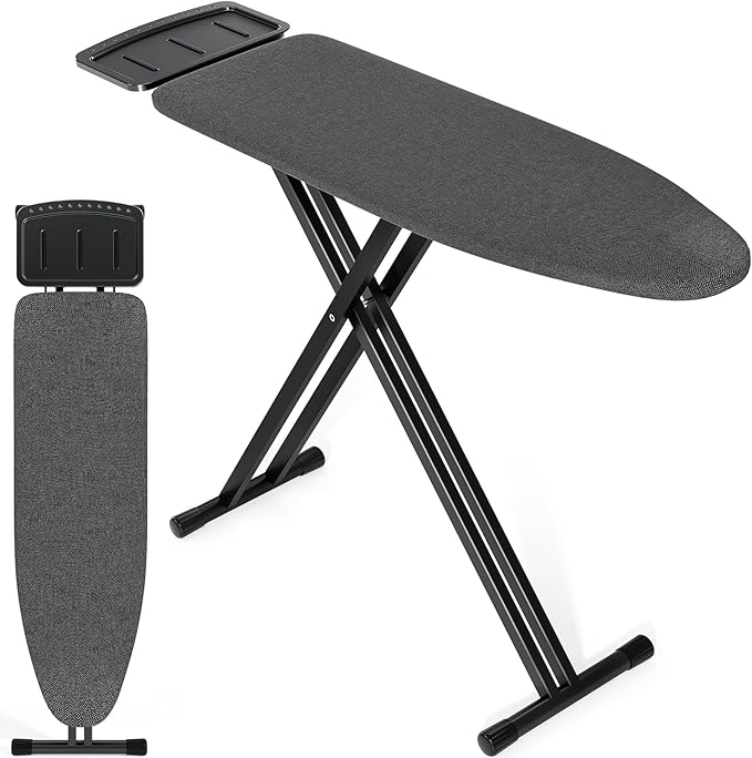 APEXCHASER Ironing Board Full Size, Iron Board and Ironing Board Set Height Adjustable, Foldable Ironing Boards Standard Size, Iron Table Stand with Anti-Skid Legs and Iron Rest, 13" x 43" Black
