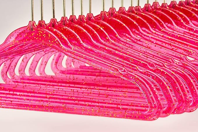 CONCEPTS 20 Pack Baby Hangers Kids Acrylic Non Slip Glitter Clothes Hangers for Toddler Infant Newborn Closet Organizer Small Hangers for Baby Clothes Pants Shirts Space Saving Nursery