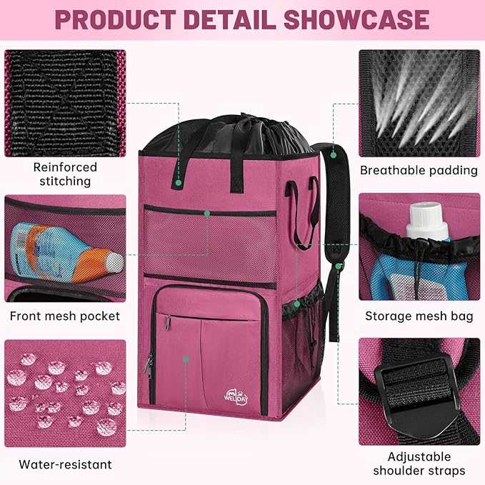 Laundry Backpack Bag（Only Bag), Extra Large 2 in 1 Laundry Hamper Basket with Shoulder Straps, Freestanding Laundry Bag for College Dorm, Laundromat, Apartment
