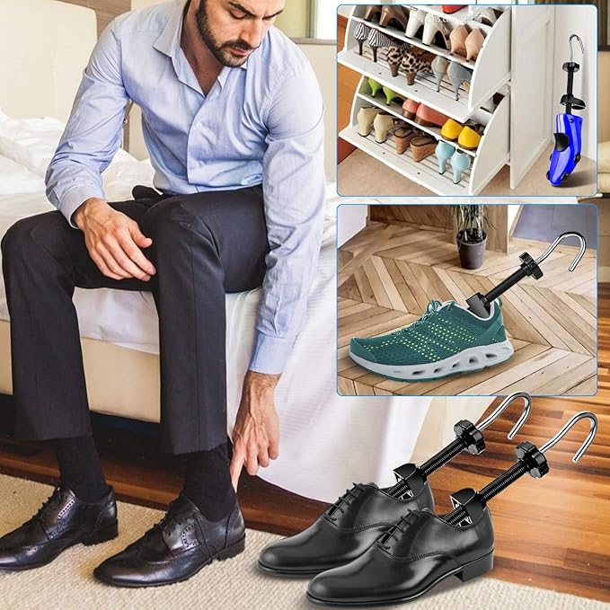 eachway Shoe Stretcher Shoe Trees,Adjustable Length & Width for Men and Women (M(for M's Us6.5-10; Wm's Us10-13.5) Blue)